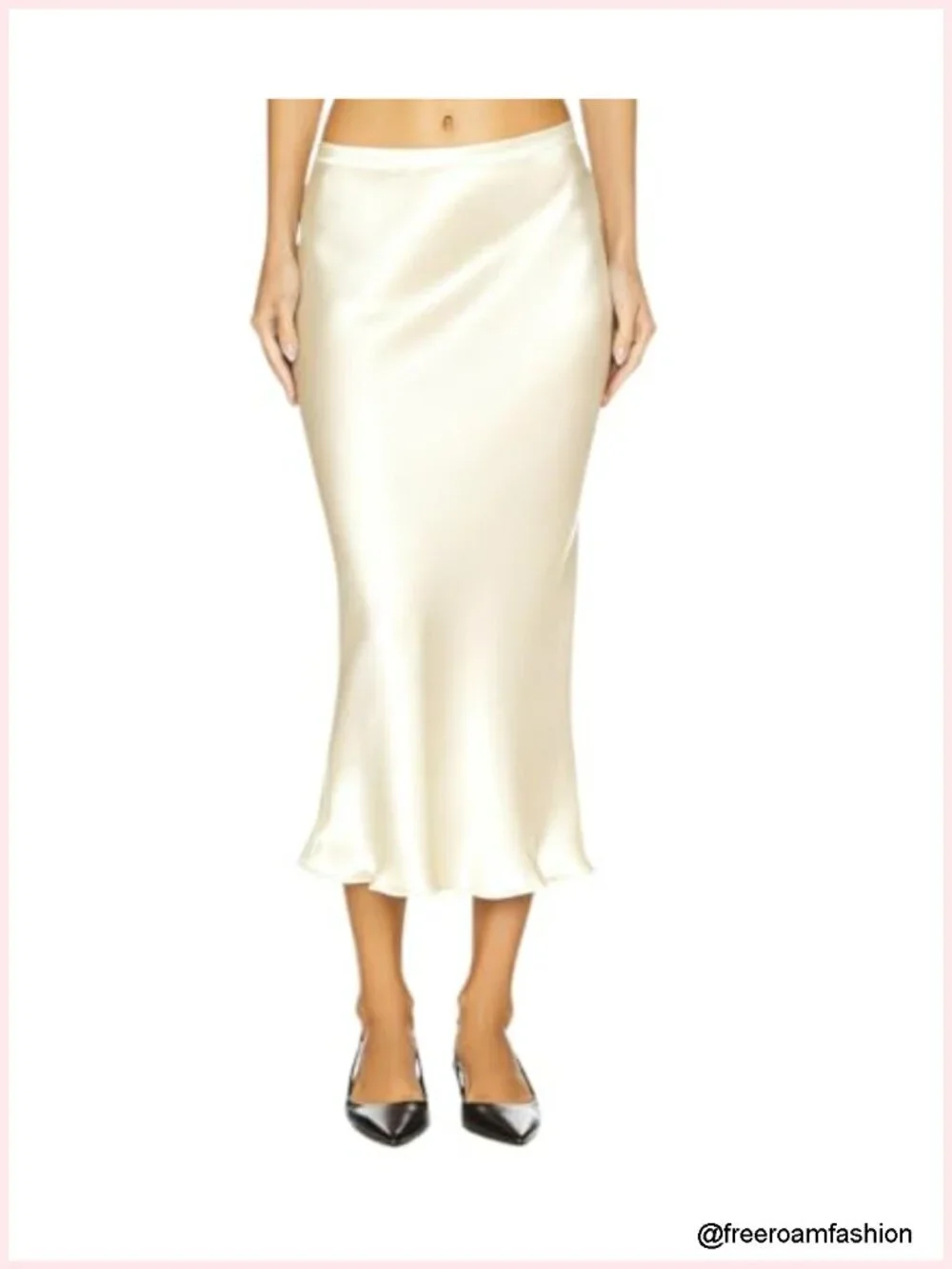 Silk Satin Mermaid Midi Skirt Elastic High Waist Office Party